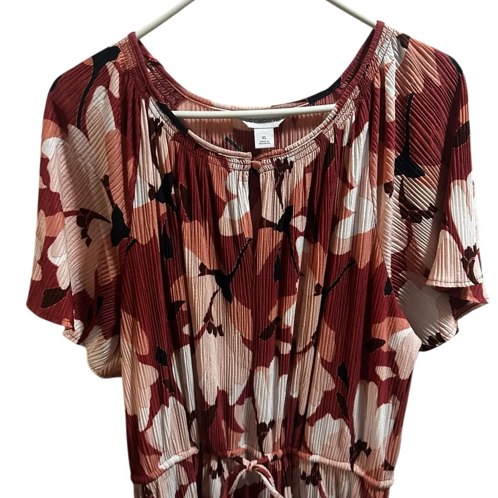 Liz Claiborne Crepe Floral Maxi Dress size XL NEW - Picture 2 of 8